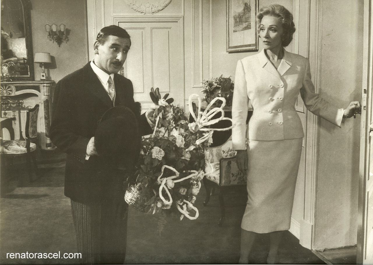 Rascel con Marlene Dietrich sul set di 'Monte Carlo Story' 1957